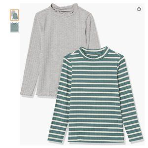 Amazon Essentials Girls and Toddlers' Slim-fit Long-Sleeve Mockneck Tops, Pack o